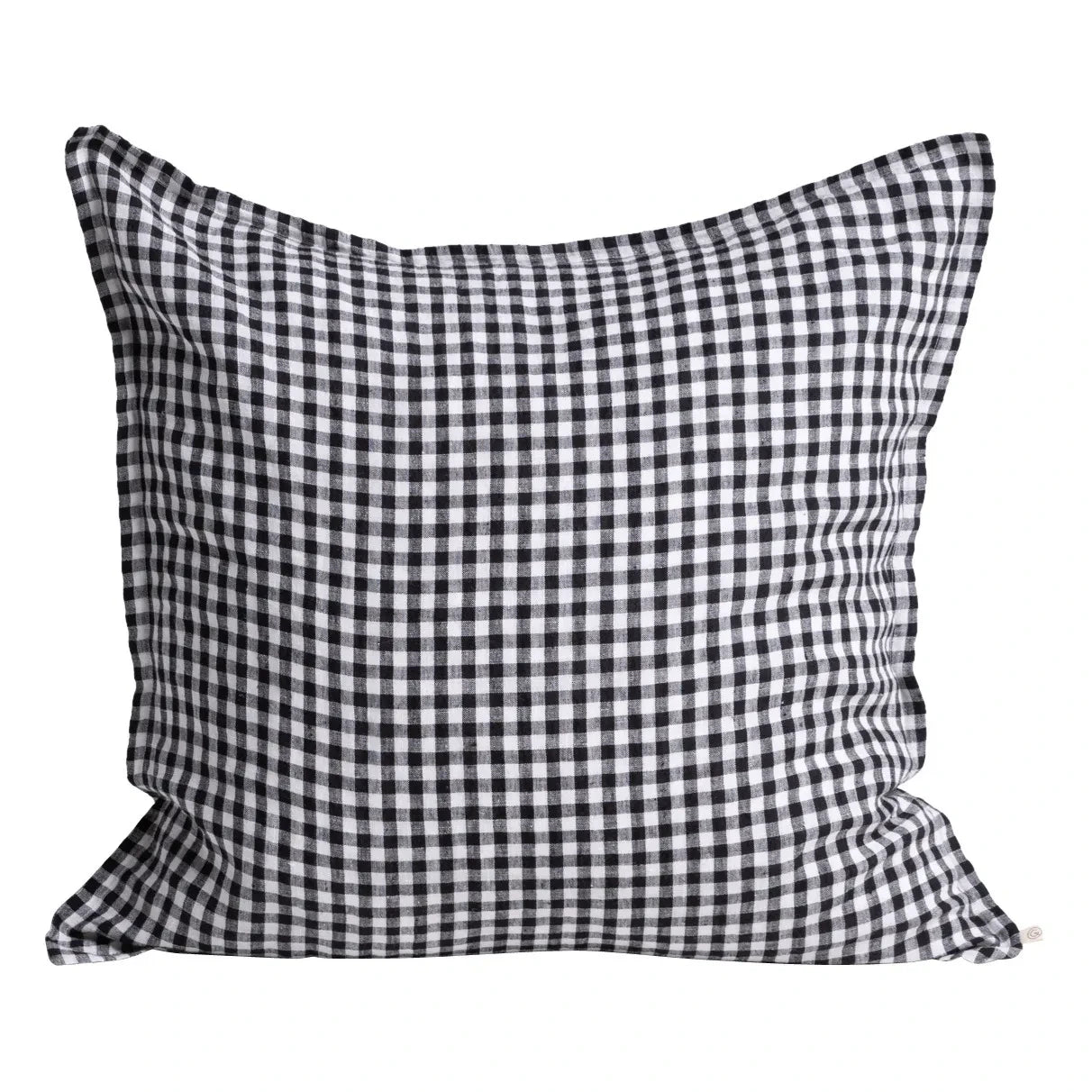 Gabrielle Paris - Gingham Washed Linen Pillowcase | Black