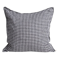 Gabrielle Paris - Gingham Washed Linen Pillowcase | Black