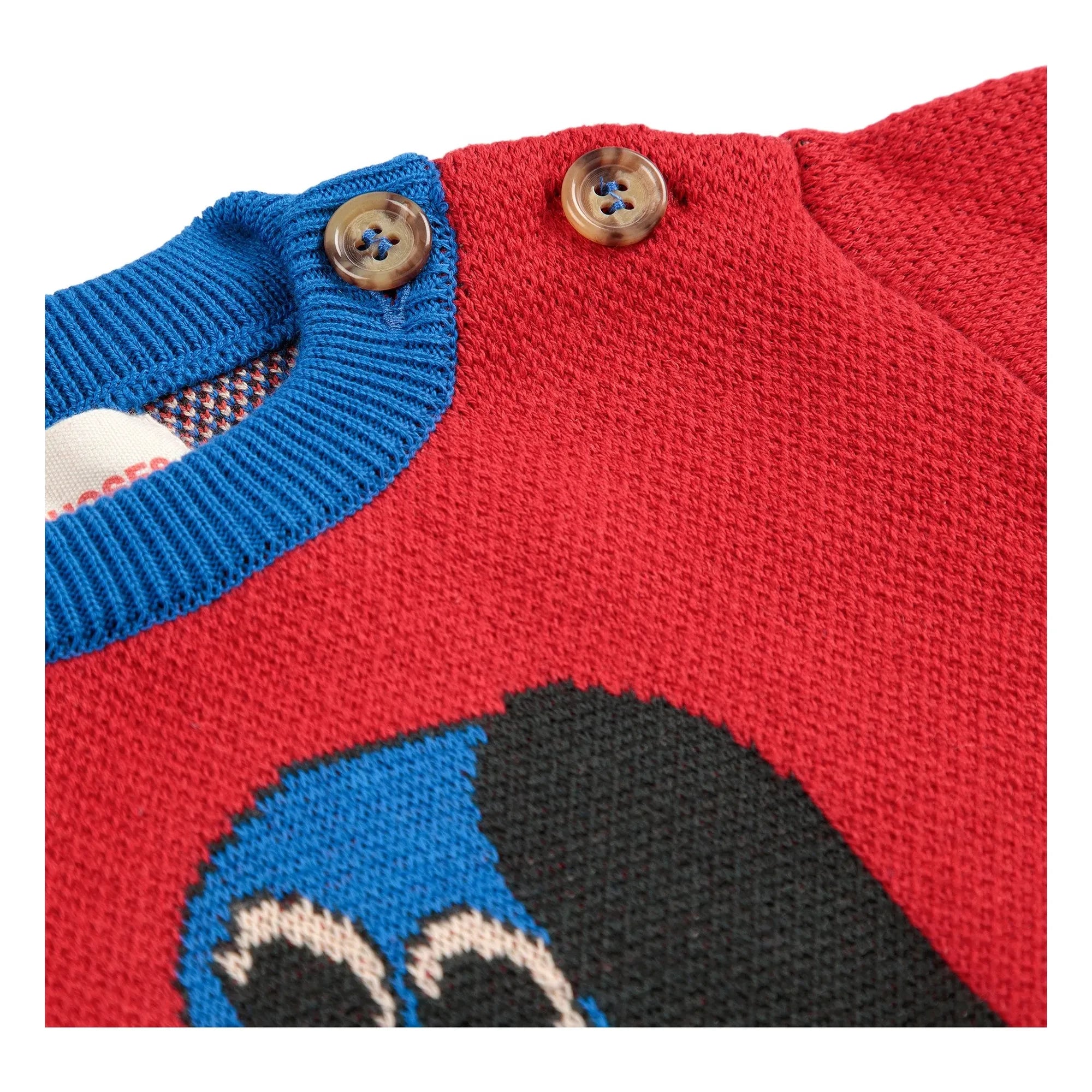 Bobo Choses - Colorblock Organik Pamuklu Köpek Kazak Bebek | Kırmızı