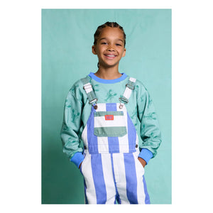 Favorite People - Gestreifter Capri-Overall | Blau