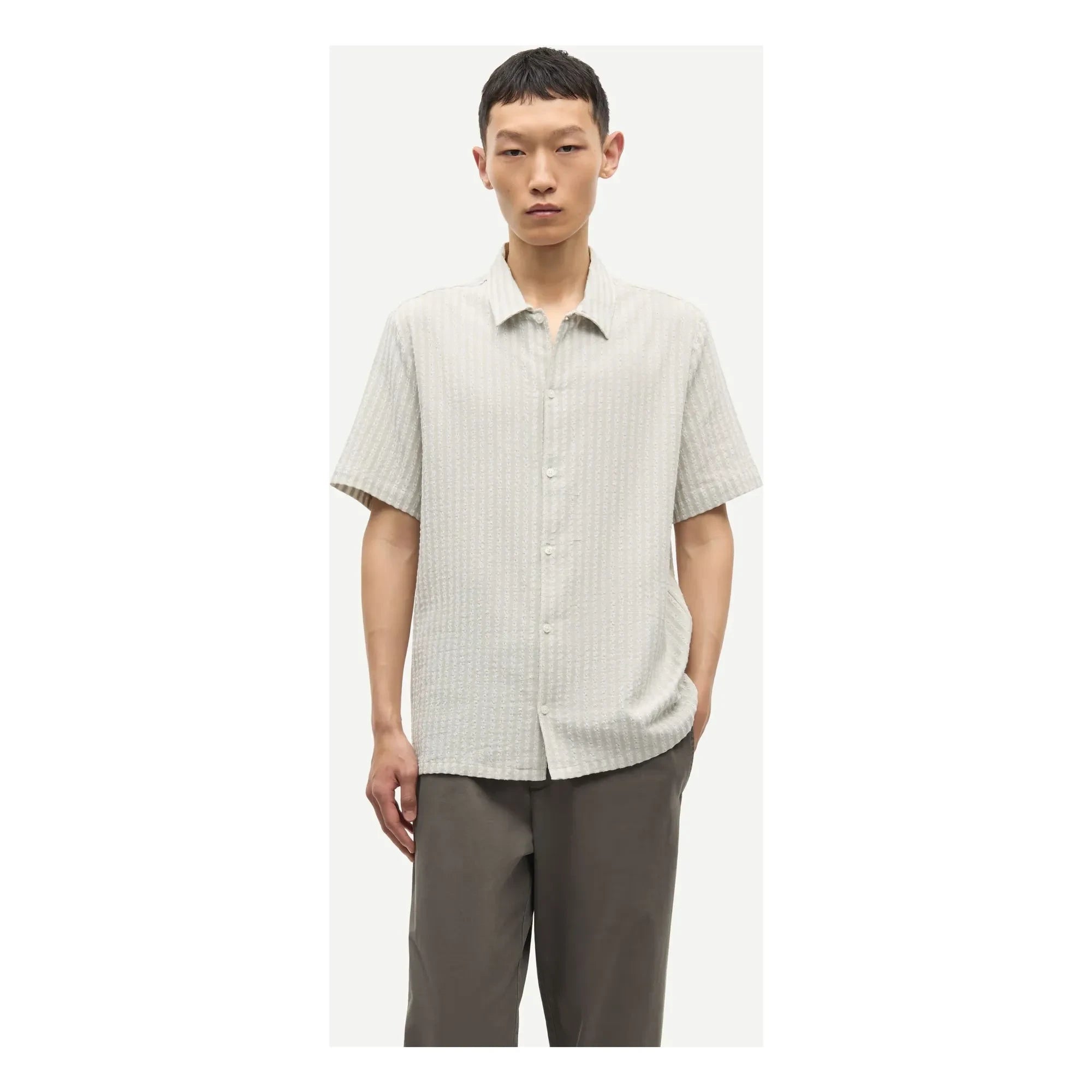 Samsoe Samsoe - Avan JX Kısa Kollu Pamuklu Gömlek | Açık gri