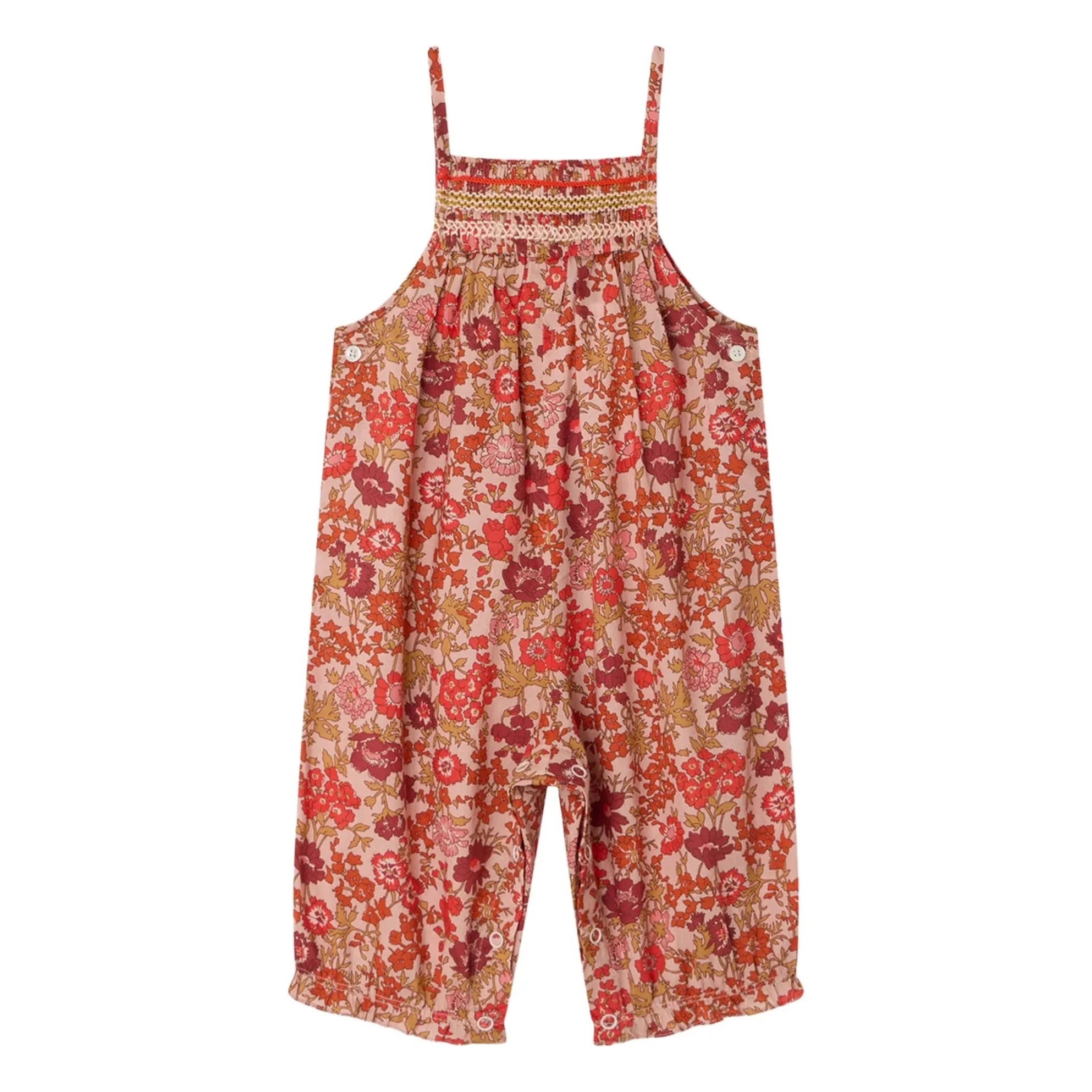 Bonpoint - Lilisy Fleurie Organic Cotton Salopet | Dust Pink