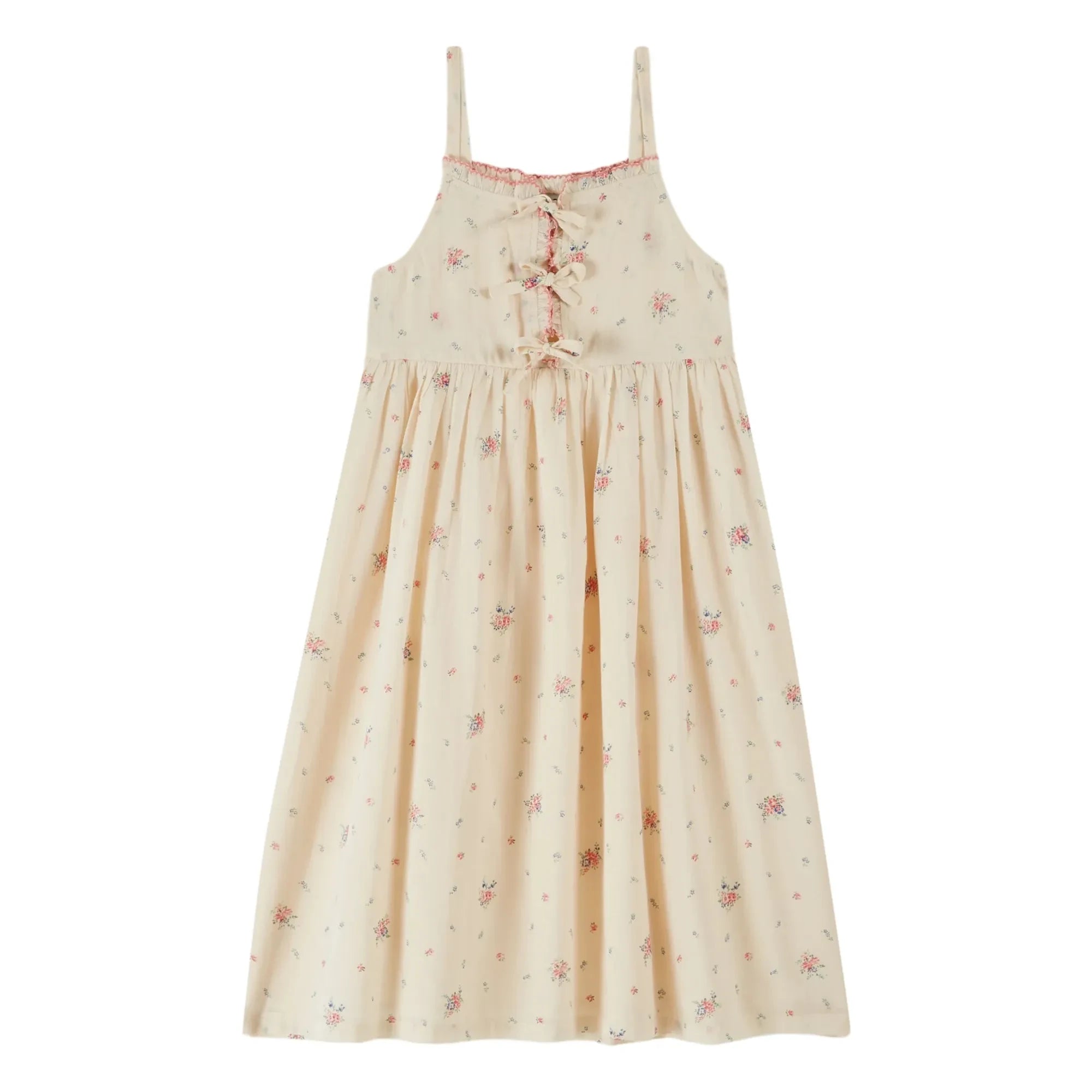 Emile et Ida – Geknotetes Kleid aus Bio-Baumwolle mit Blumenmuster | Creme