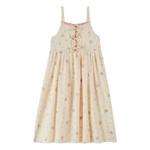 Emile et Ida – Geknotetes Kleid aus Bio-Baumwolle mit Blumenmuster | Creme
