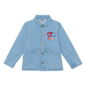 Bonton - Nineties Çizgili Overshirt | Mavi