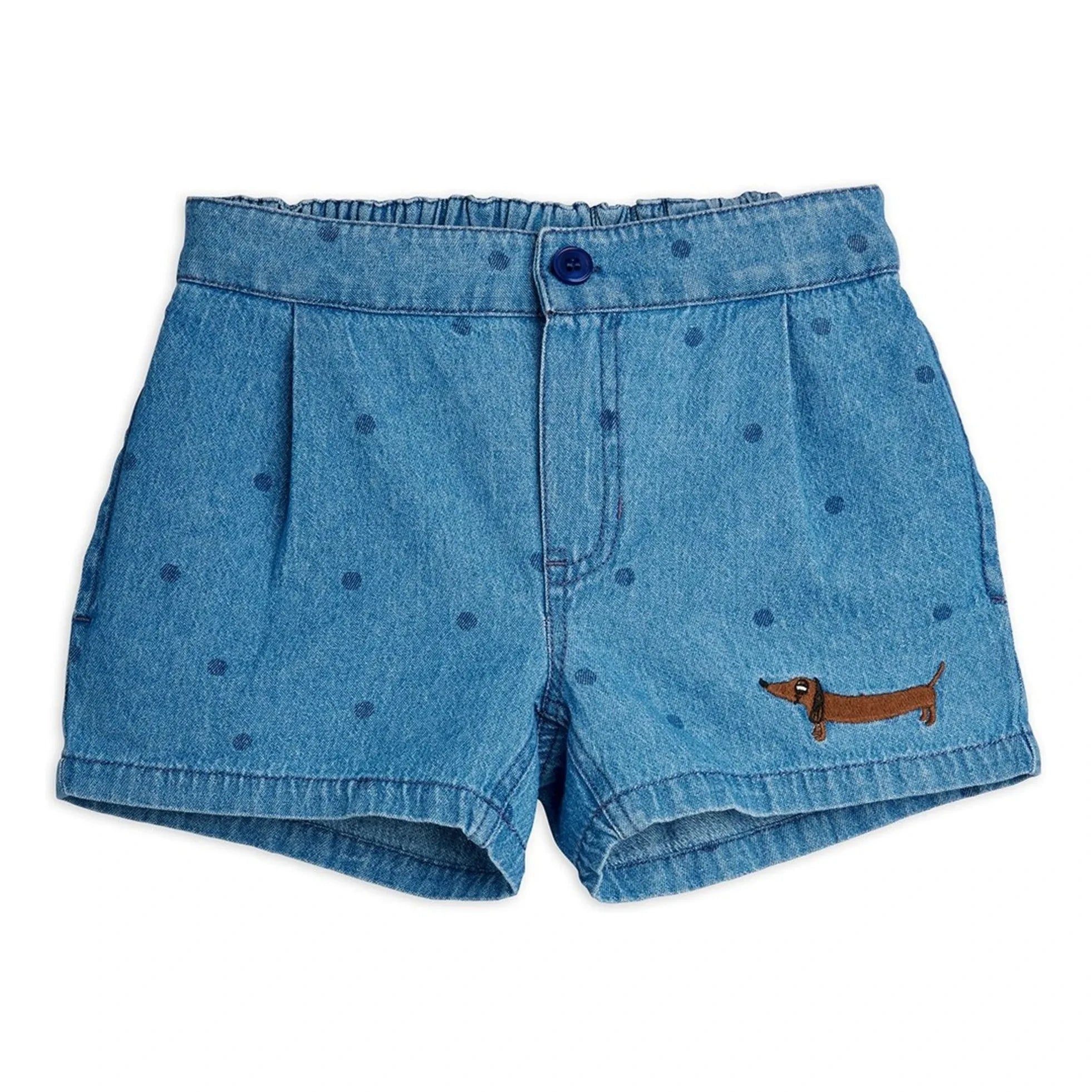 Mini Rodini - Organik Pamuklu Puantiyeli Denim Şort | Mavi