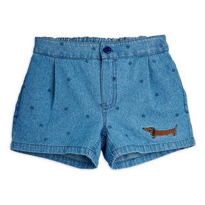 Mini Rodini - Organik Pamuklu Puantiyeli Denim Şort | Mavi