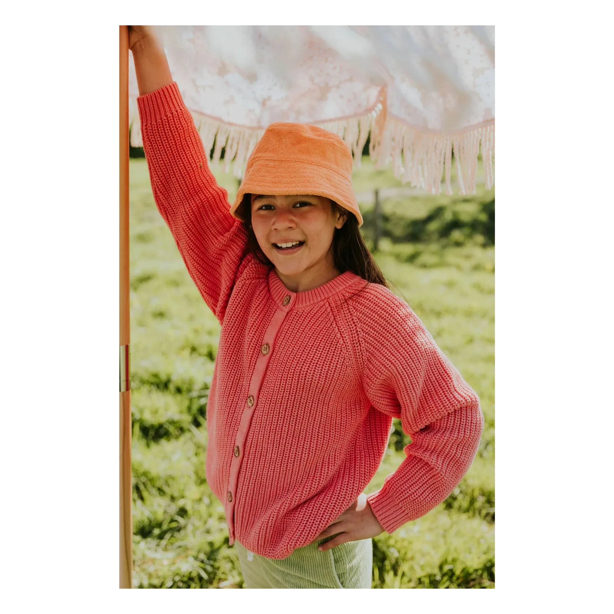 Yuki - Organik Pamuk Raglan Hırka | Blush