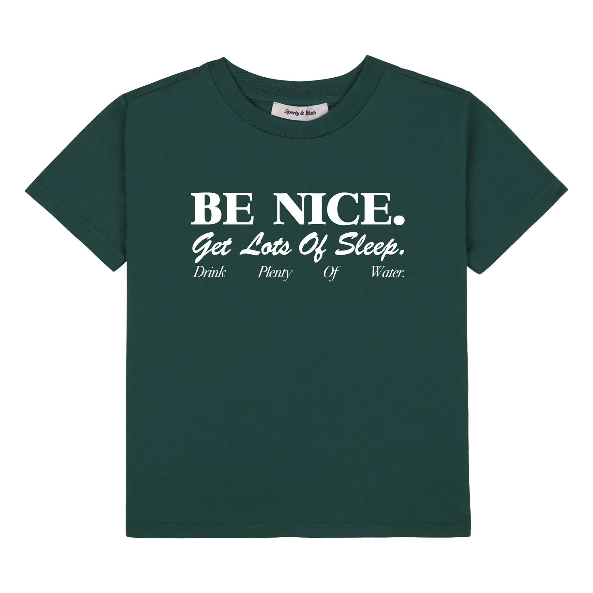 Sporty & Rich - Be Nice T-shirt Made from Recycled Cotton | Dark Green