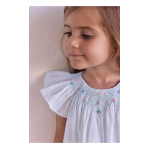 Tartine et Chocolat - Gestreiftes Blumenrüschenkleid | Minzgrün