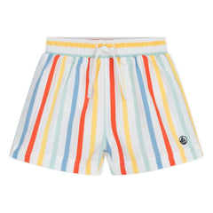 Petit Bateau - Bebek Çizgili Geri Dönüştürülmüş Elyaf Yüzme Şortu | Beyaz