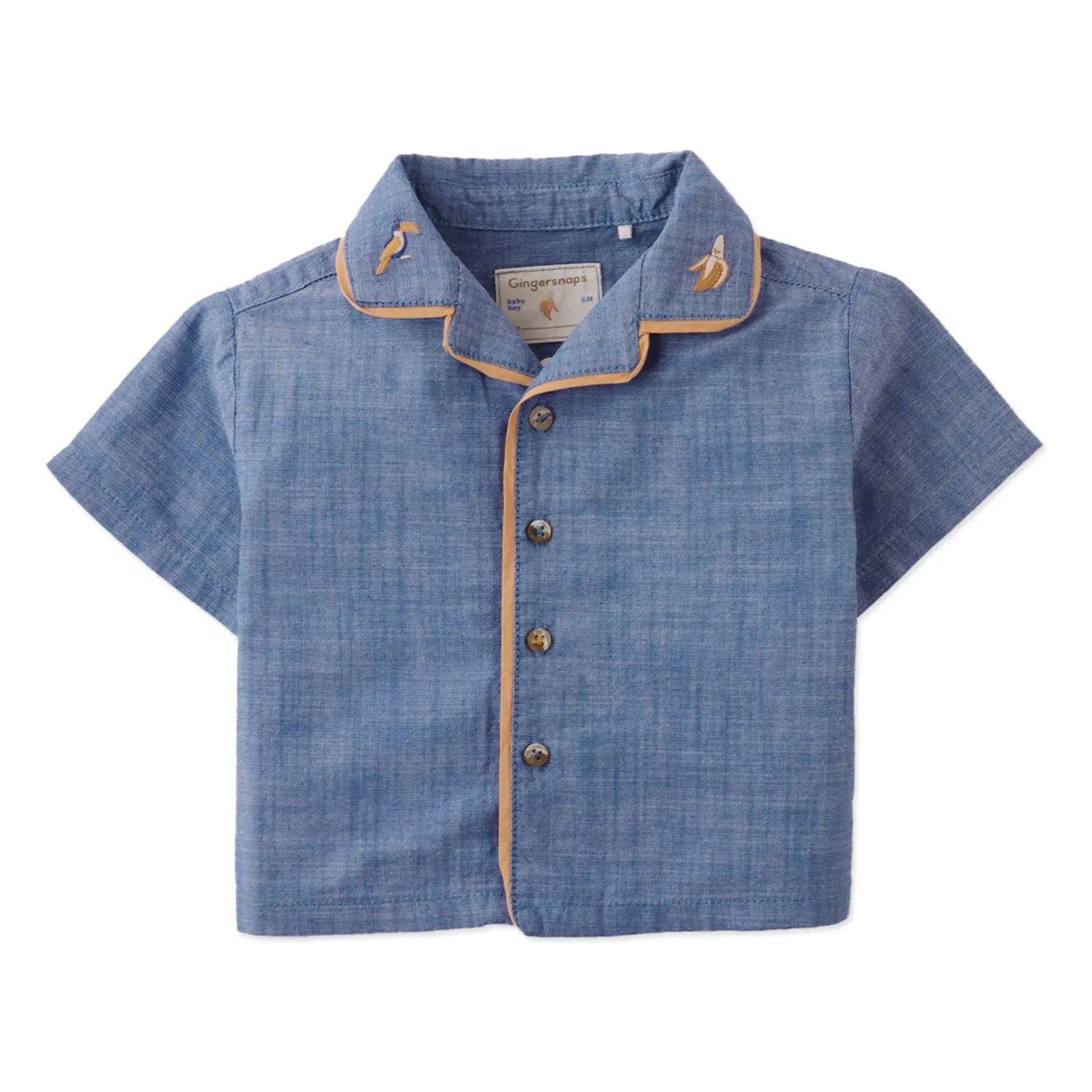 Gingersnaps - Steven İşlemeli Banana Chambray Gömlek | Mavi