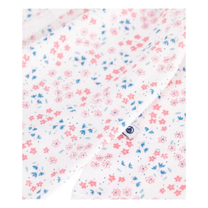 Petit Bateau - Floral Fleece Sleep Suit | White