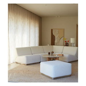 The Socialite Family - Runder Webstoff-Pouf | Creme