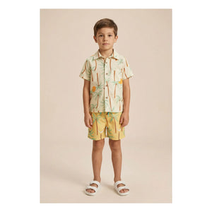Pepita & Me - Guayabera Palm Kurzarmhemd | Elfenbein