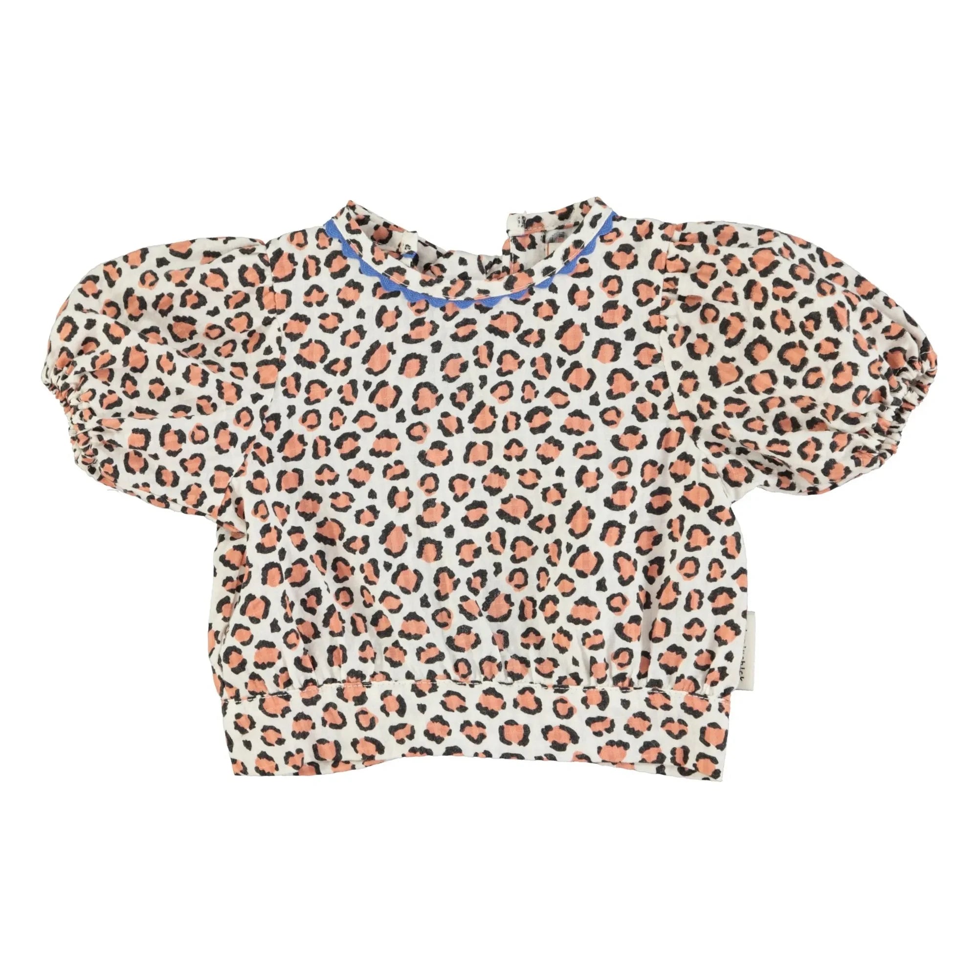 Piupiuchick - Organik Pamuk Leopar Crop Bluz | Ekru