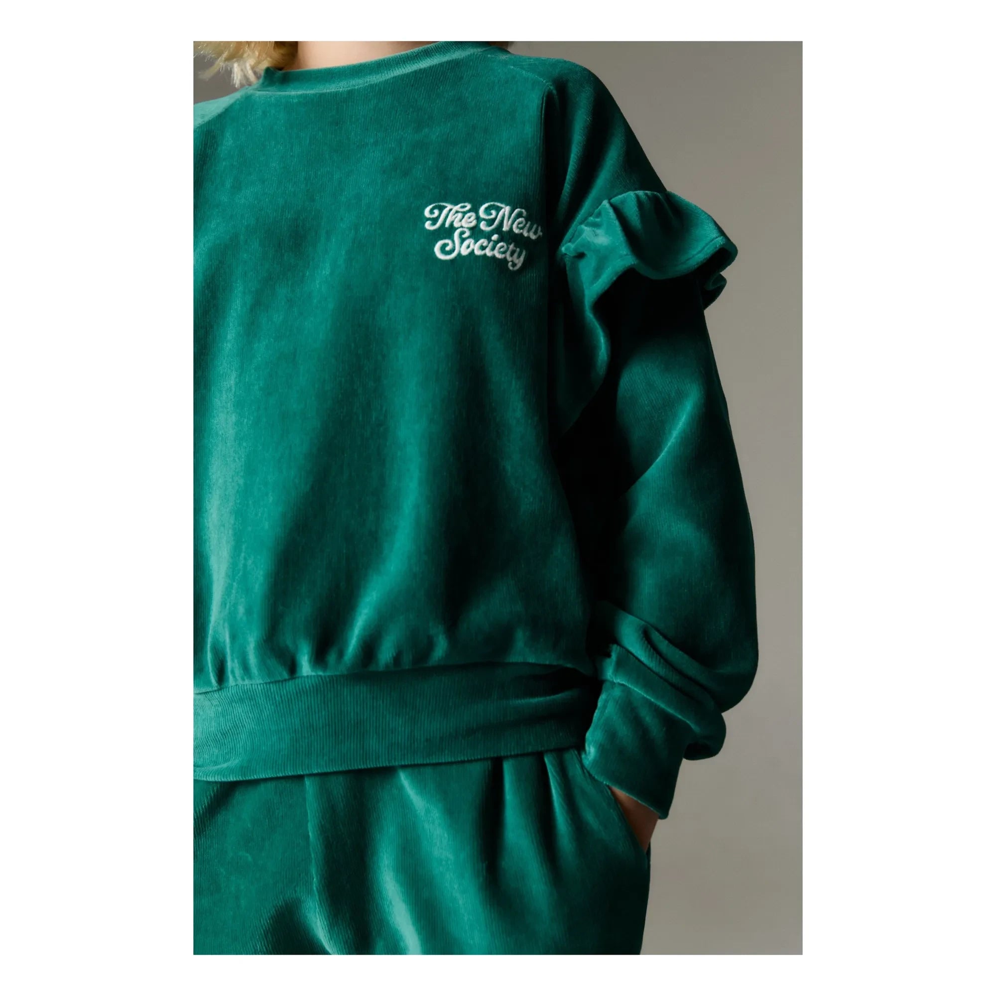 the new society - Sweat Odense Kadife Organik | Yeşil