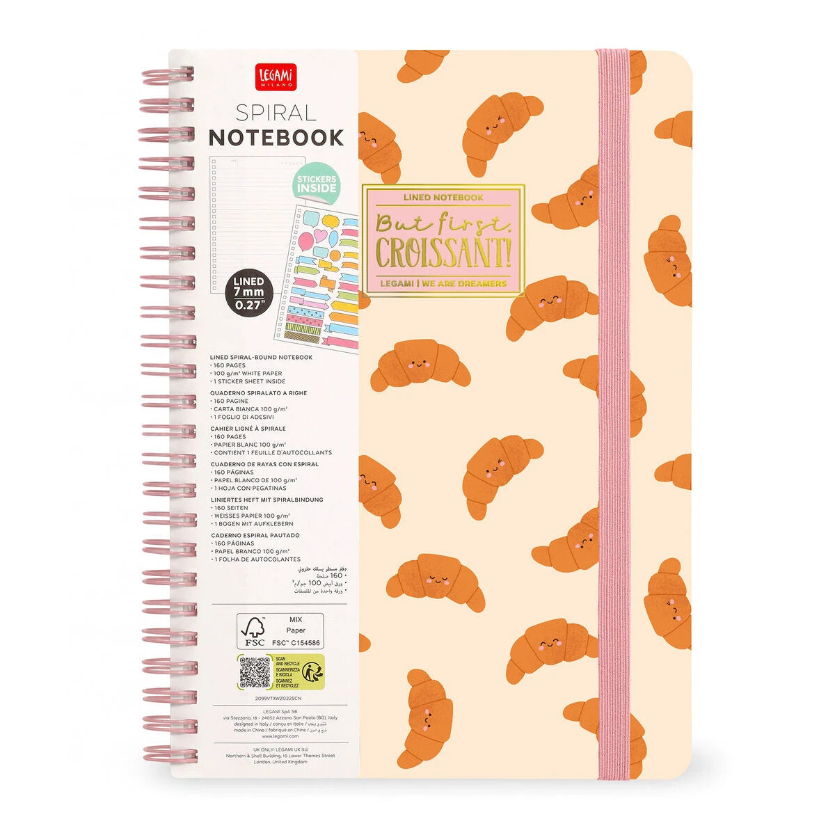 Legami - A4 Lined Illustrated Hardcover Notebook - Kruvasan - Spiral Bound