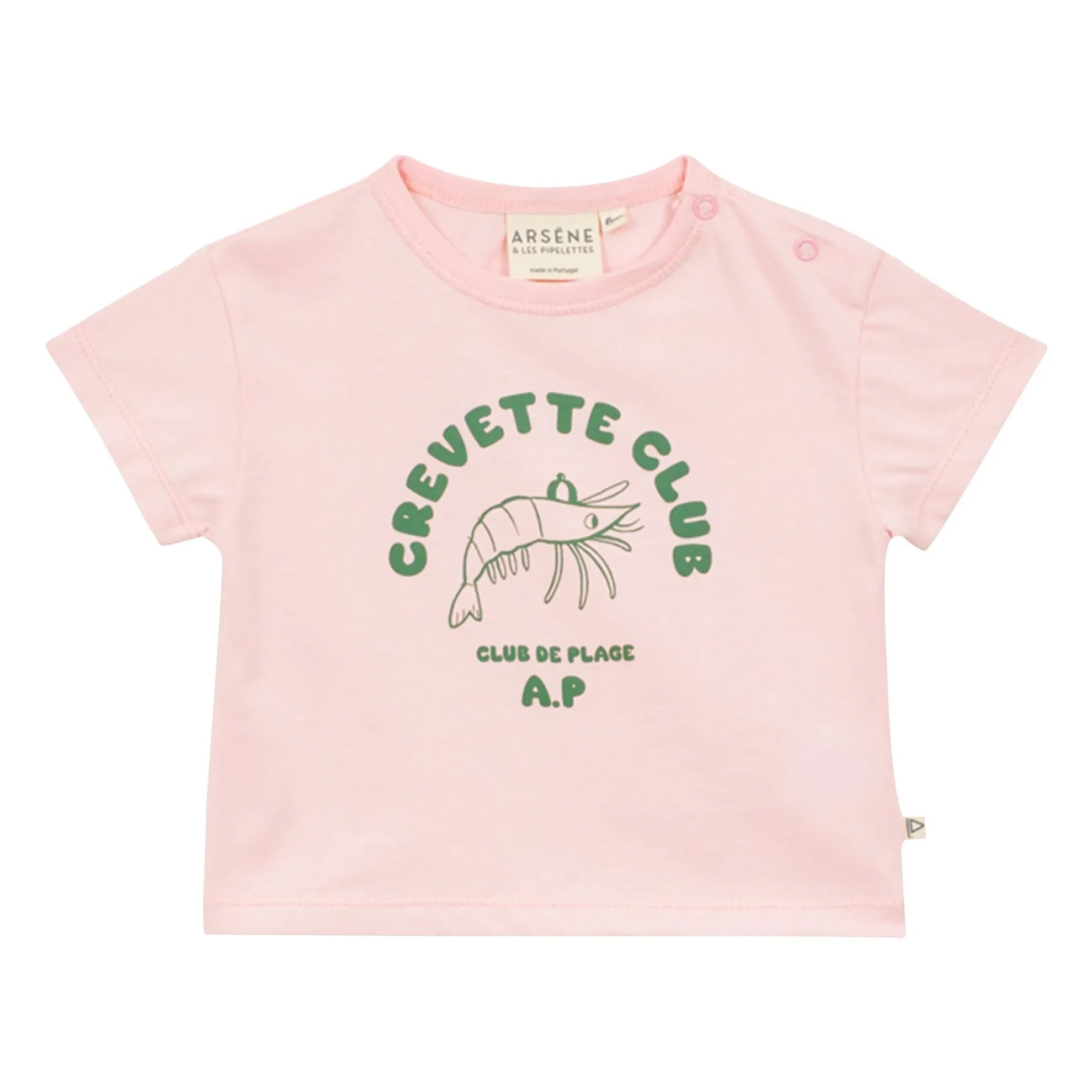Arsène et Les Pipelettes - Shrimp Club T-Shirt aus Bio-Baumwolle | Blassrosa