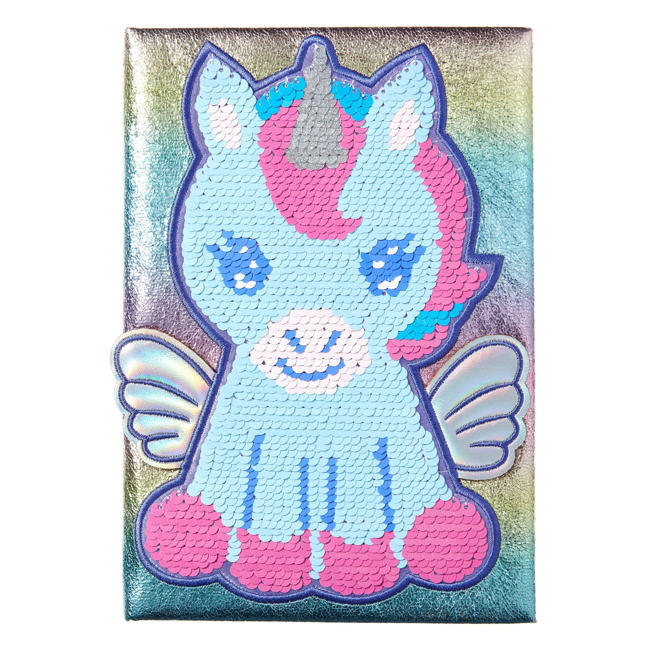 Smiggle - Cutiecorns A5 Ters Çevrilebilir Payetler Defter-Dinossi