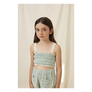 Bebe Organic - Mia Carreaux Pocket Trousers with Braces | Blue Green