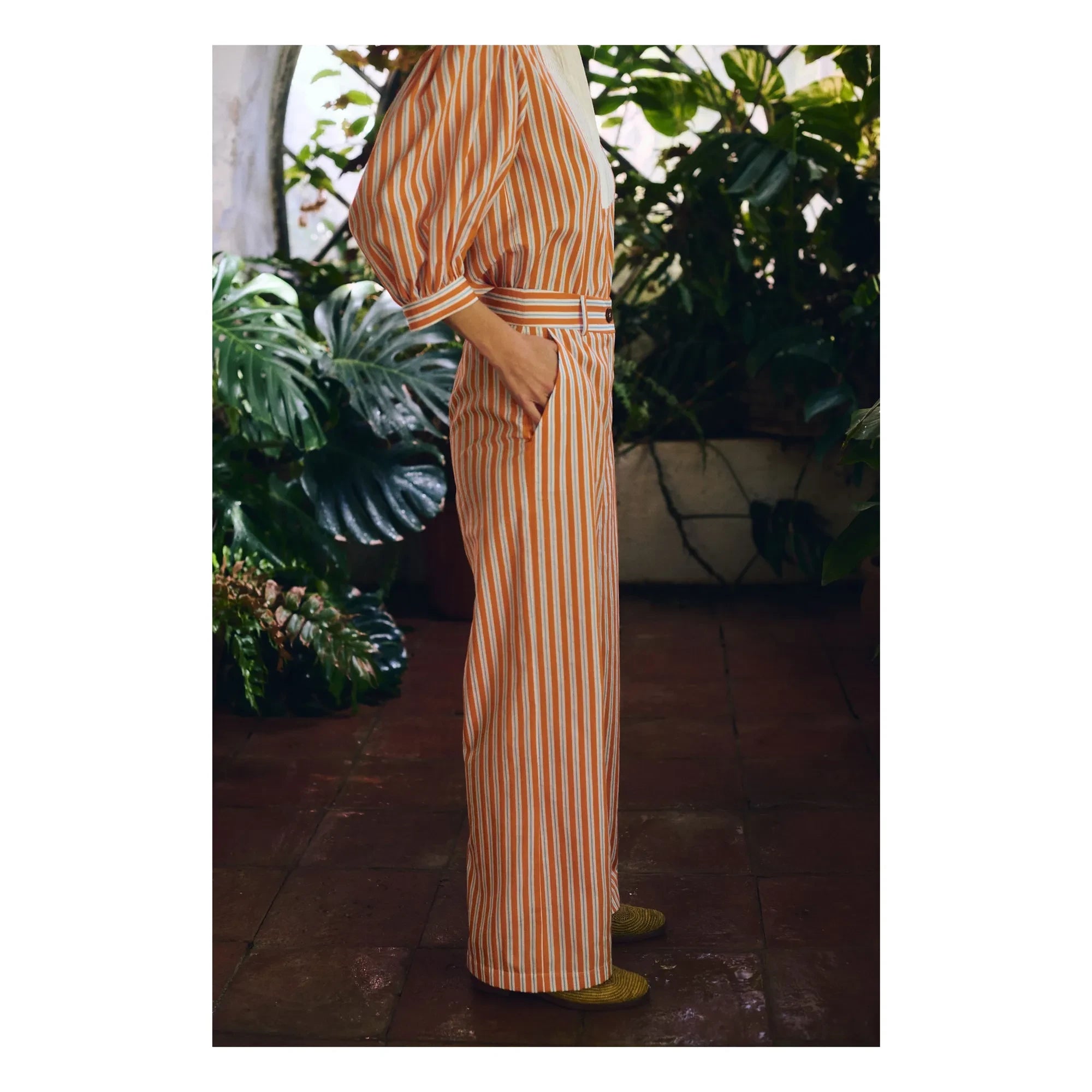 Maria de la Orden - Romeo Gestreifte Baumwollhose | Orange