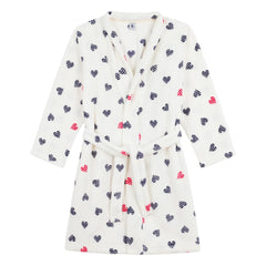 Petit Bateau - Gestreifte Herzen Morgenmantel | Weiß