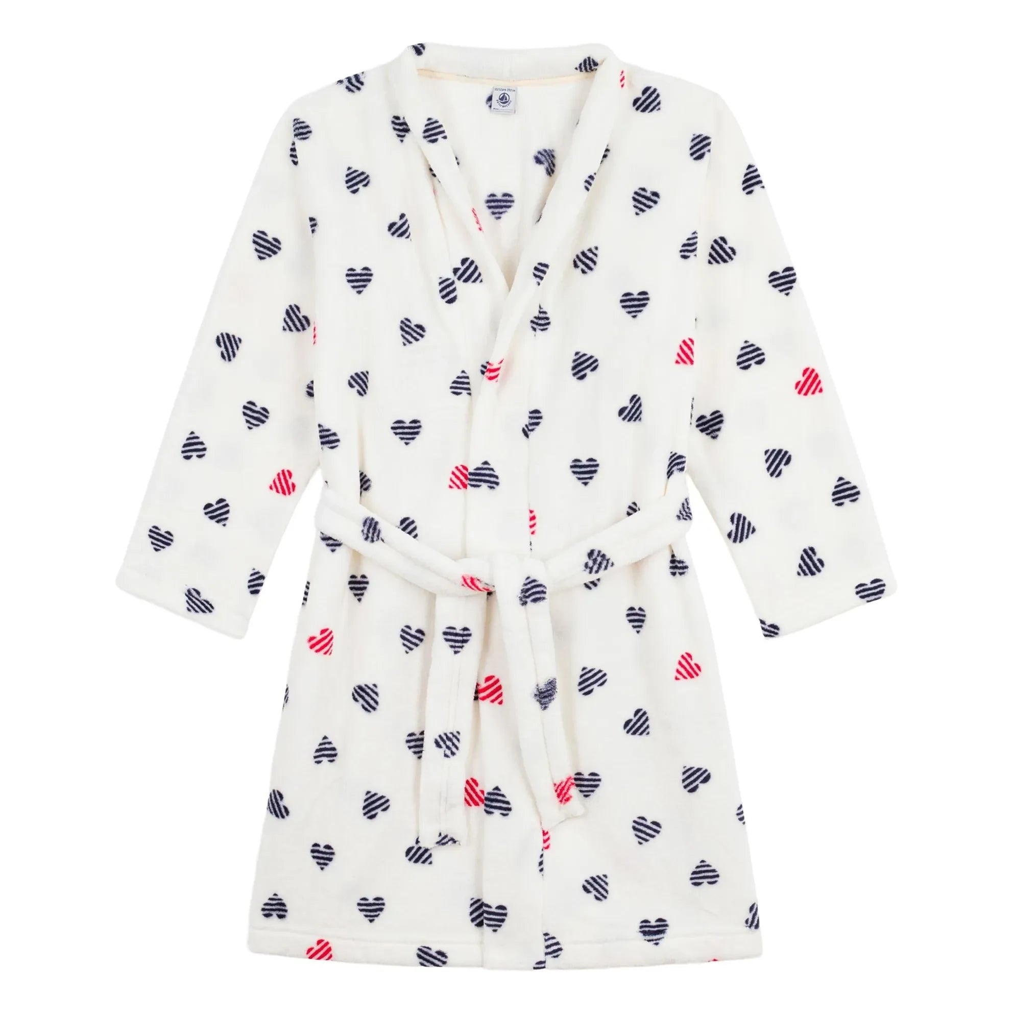 Petit Bateau - Gestreifte Herzen Morgenmantel | Weiß