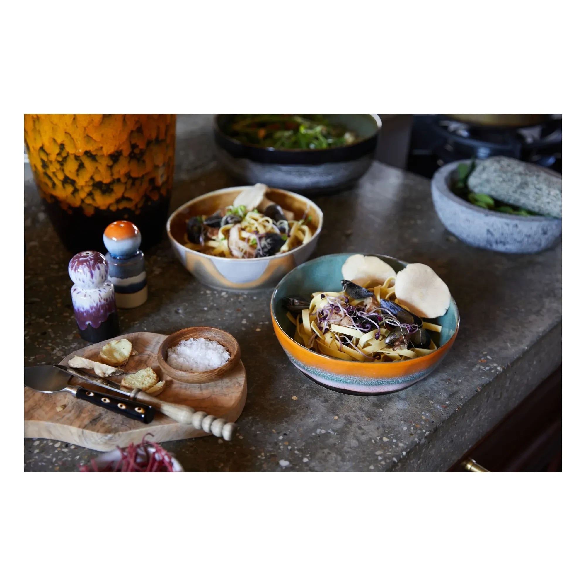 HKliving - Steingut Suppenteller - 2er Set | Hellblau