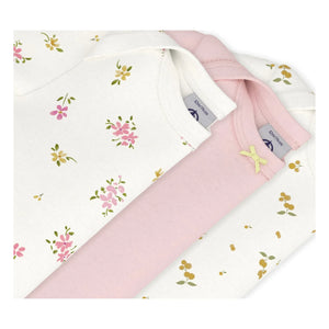 Petit Bateau - 3'lü Organik Pamuklu Çiçekli Body Seti | Pembe
