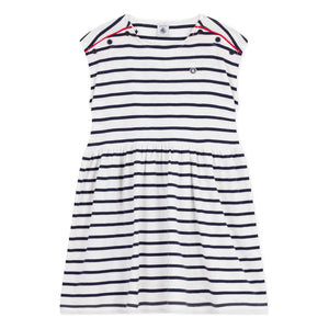 Petit Bateau - Çizgili Kolsuz Elbise | Beyaz
