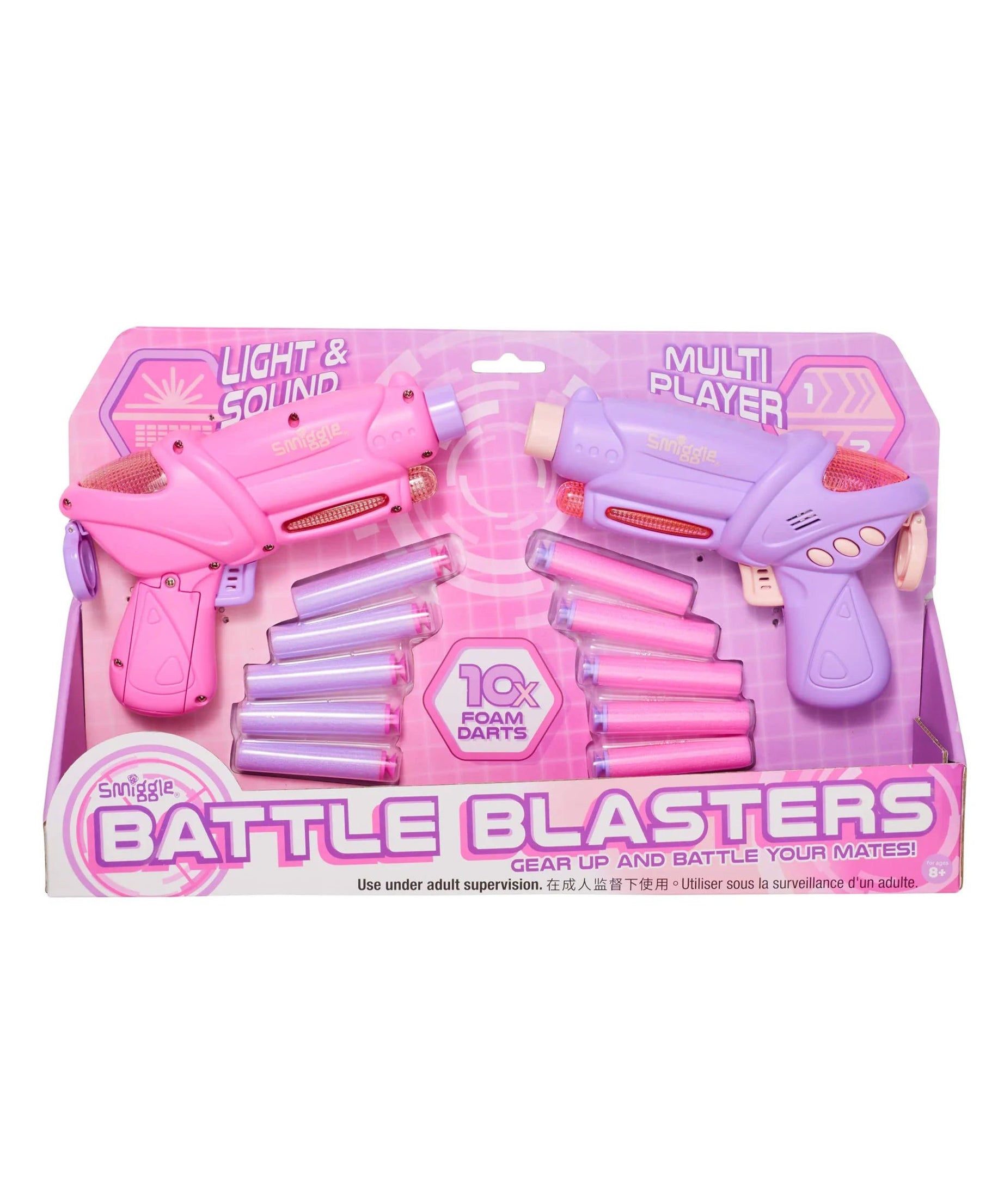 Smiggle - Işıklı ve Sesli Dart Fırlatan 2'li Oyuncak Silah Seti-Dinossi