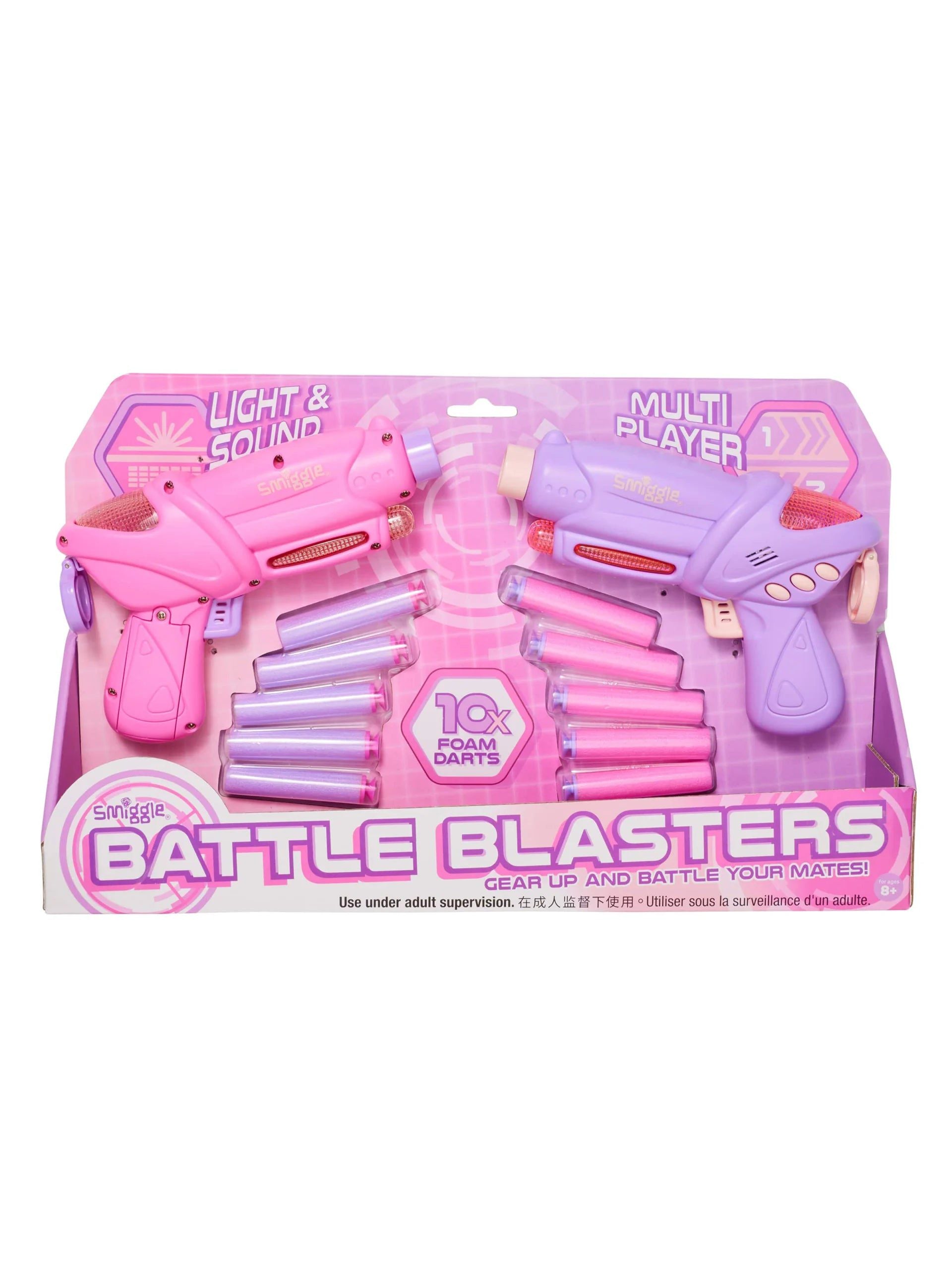 Smiggle - Işıklı ve Sesli Dart Fırlatan 2'li Oyuncak Silah Seti-Dinossi