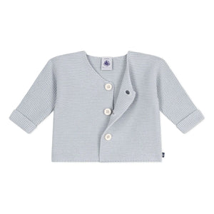 Petit Bateau - Organik Pamuk İnce Triko Hırka | Açık gri