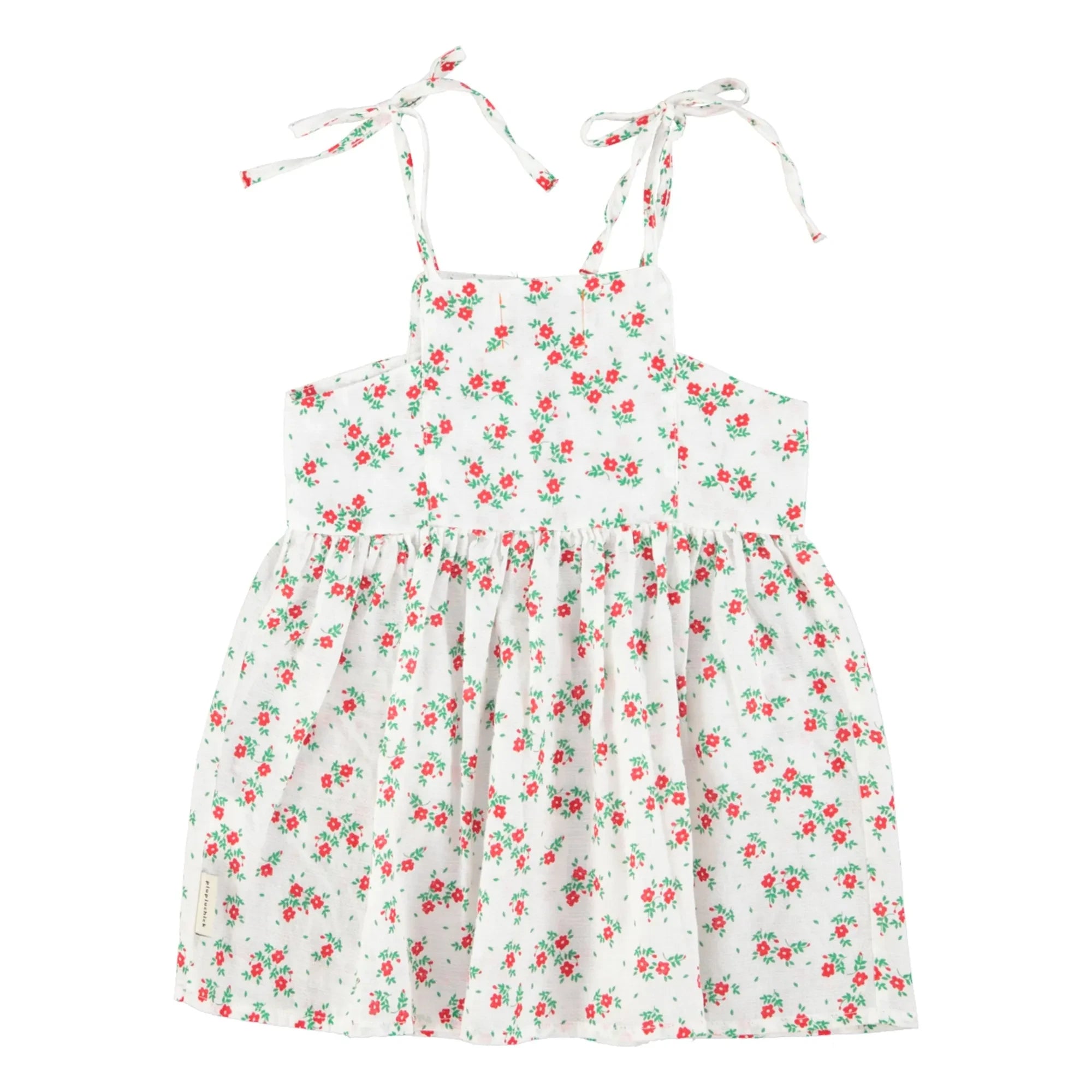 Piupiuchick – Bio-Baumwollkleid mit Blumenmuster und Knotendetail | Weiß