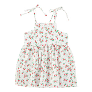 Piupiuchick – Bio-Baumwollkleid mit Blumenmuster und Knotendetail | Weiß