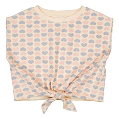 Louis Louise - Madona Hearts Jersey Knot Detail T-Shirt | Pale Pink