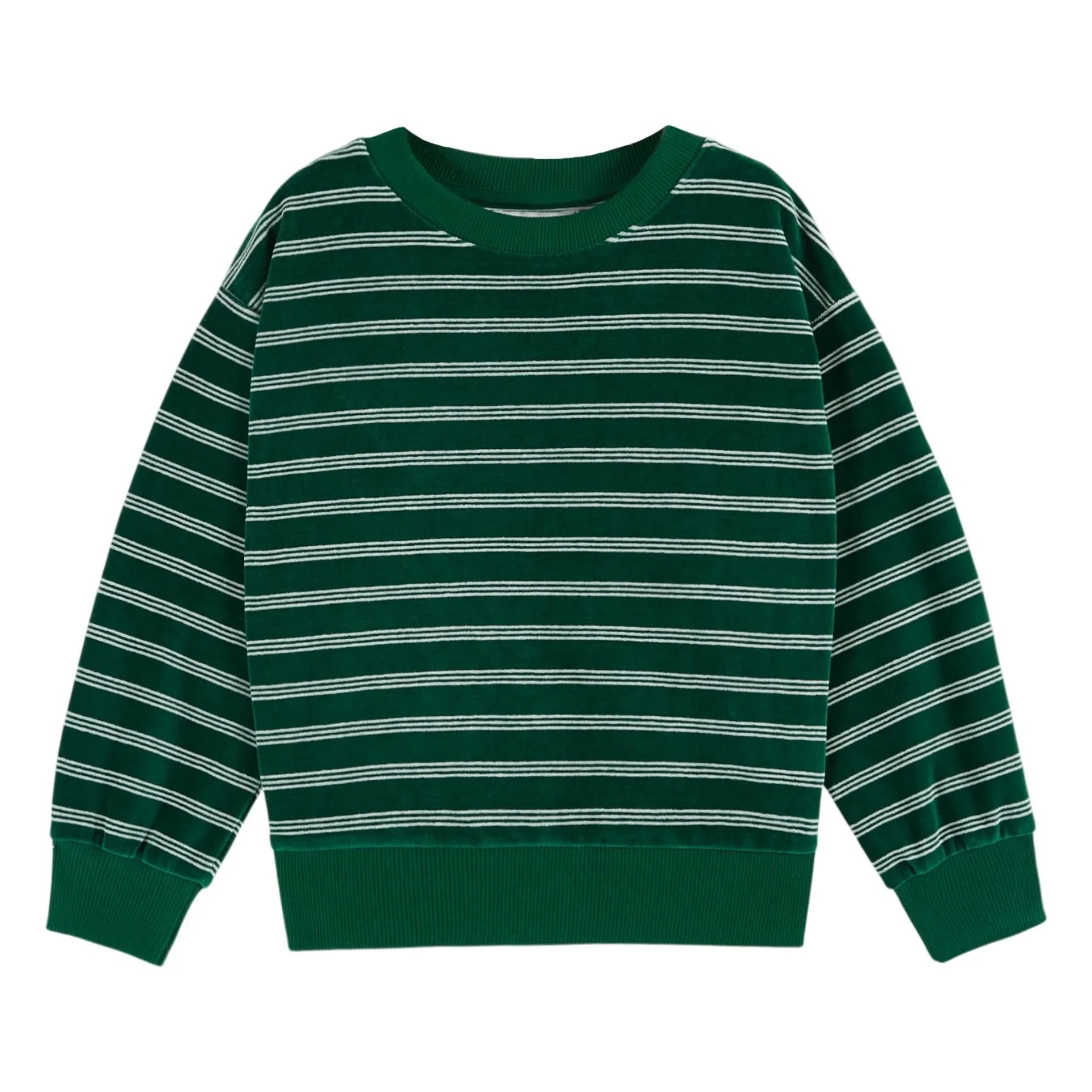 Emile et Ida - Gestreiftes Sweatshirt aus Bio-Baumwolle | Grün
