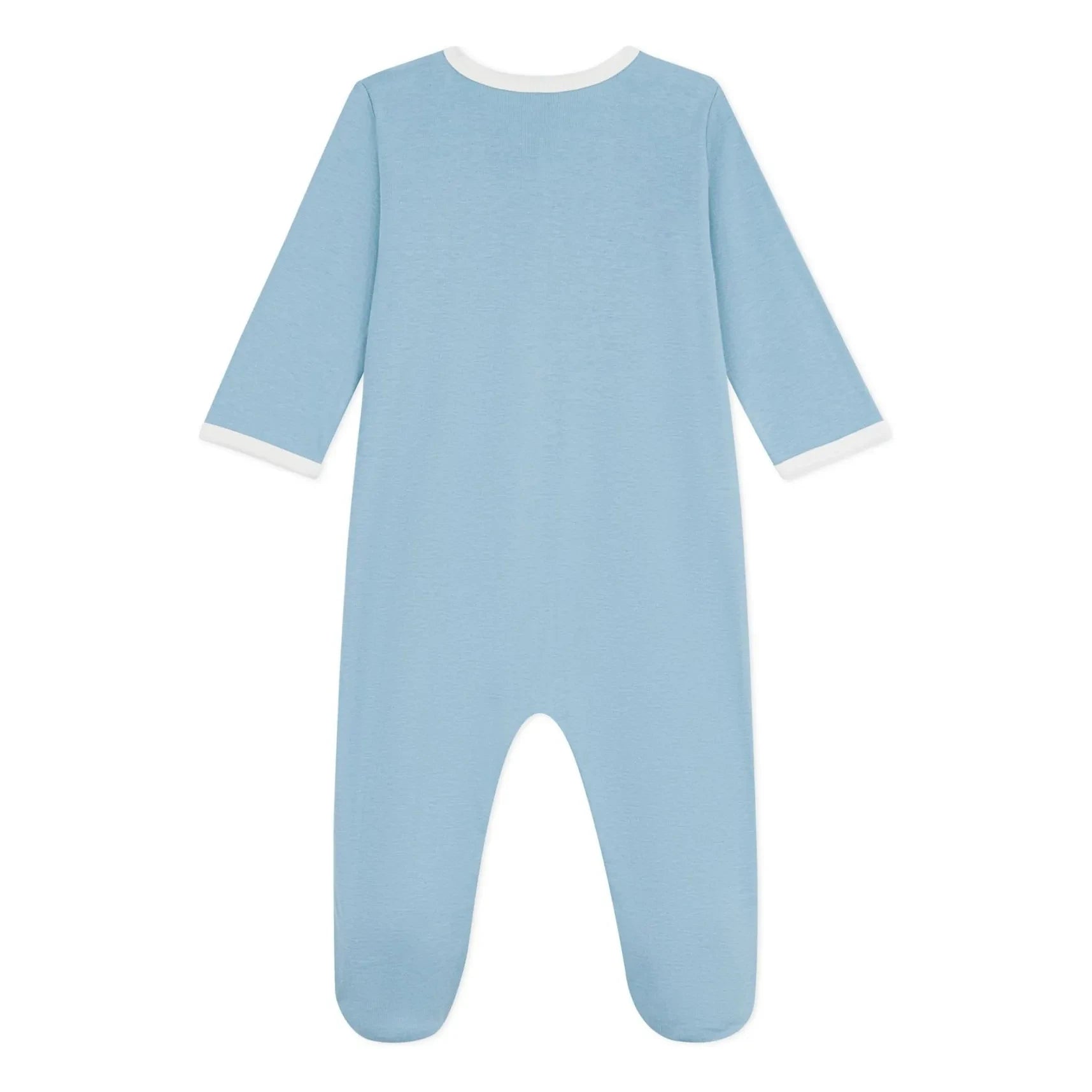 Petit Bateau – Schlafanzug Petit Amour aus Bio-Baumwolle | Grau blau