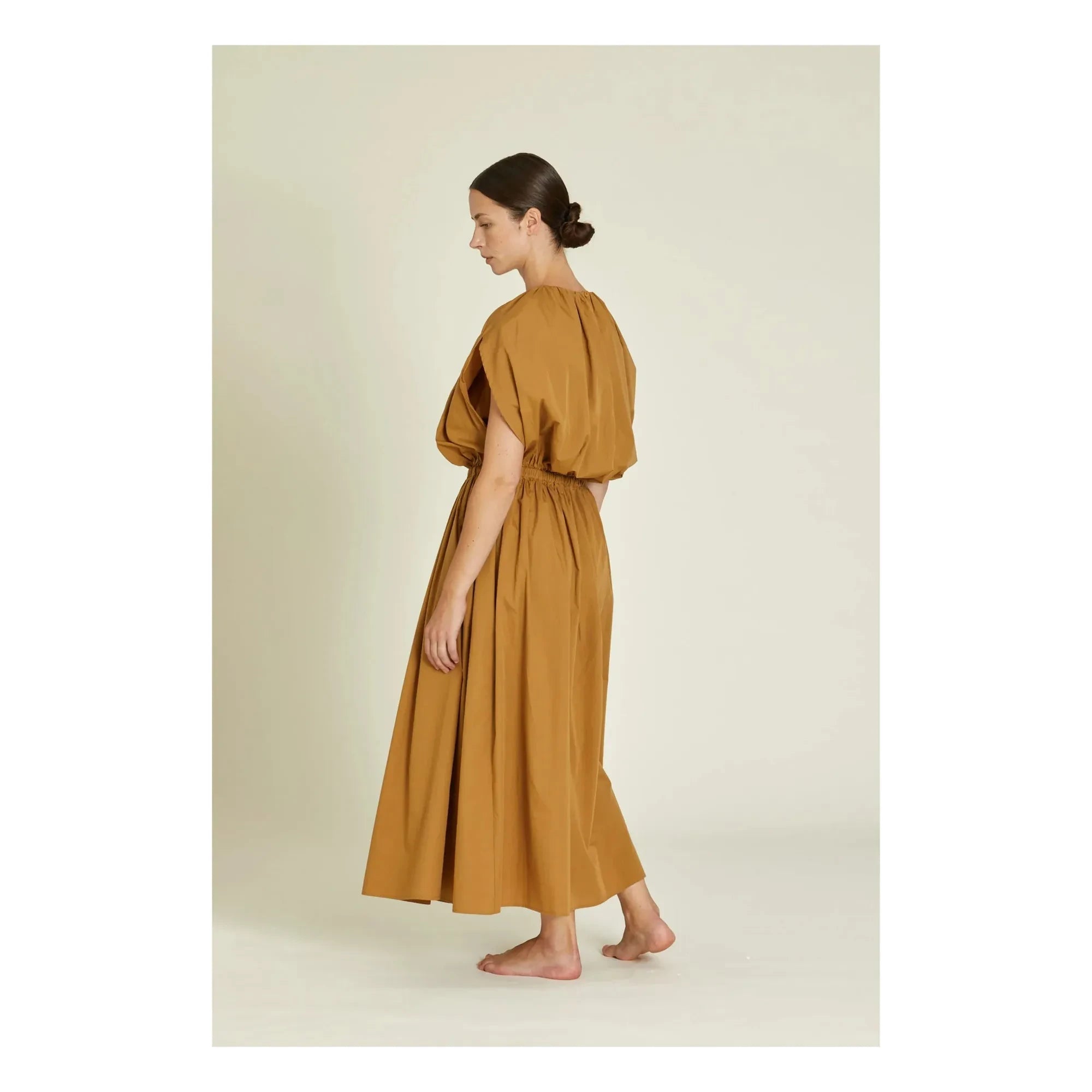Black Crane - Organik Pamuk Poplin Kaban Elbise | Camel