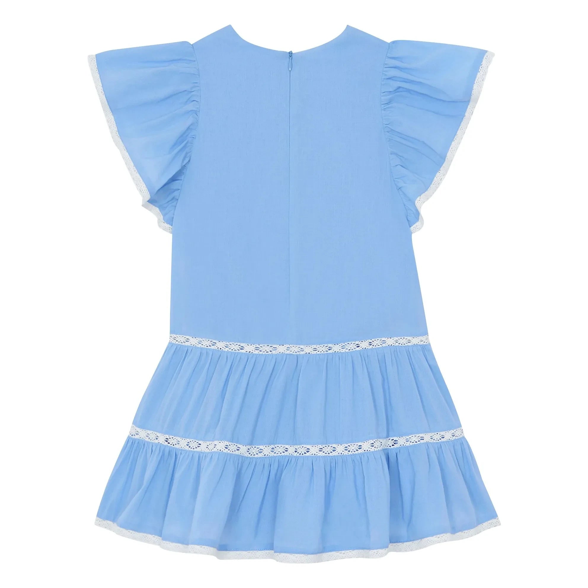 Tartine et Chocolat - Ruffled Lace Dress | Azure Blue
