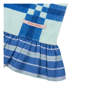 Jera Mini - Blaues Handtuch mit Rüschen und Karomuster | Blau