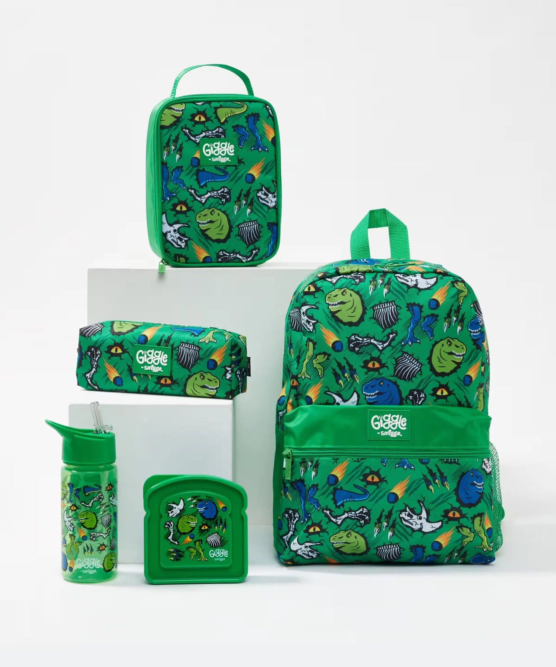 Smiggle - Giggle 5li Okul Çanta Seti Paketi-Dinossi
