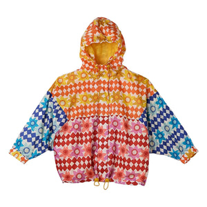 Fabula - Damier Fleurs Rüzgarlık | Turuncu