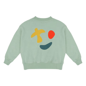 Jenest - Happy Bird organik pamuklu sweatshirt | Badem yeşili