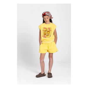 Hundred Pieces - Inaya Floral Pattern Organic Cotton Sleeveless Sweatshirt | Pale Yellow