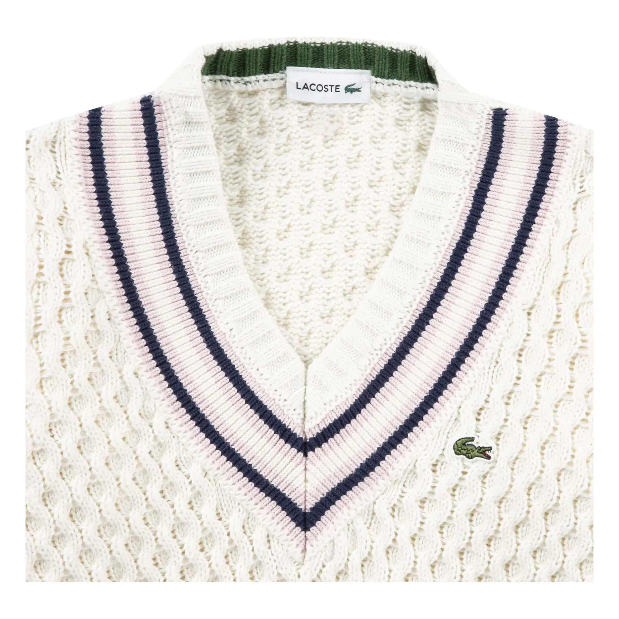 Lacoste - Organik pamuklu kablo örgü kazak | Ekru