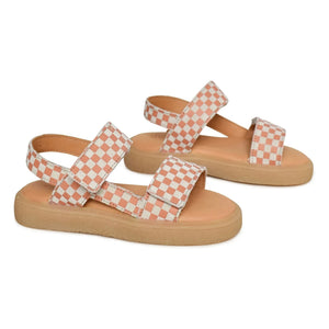du Loua - Du Malu Karierte Sandalen | Koralle