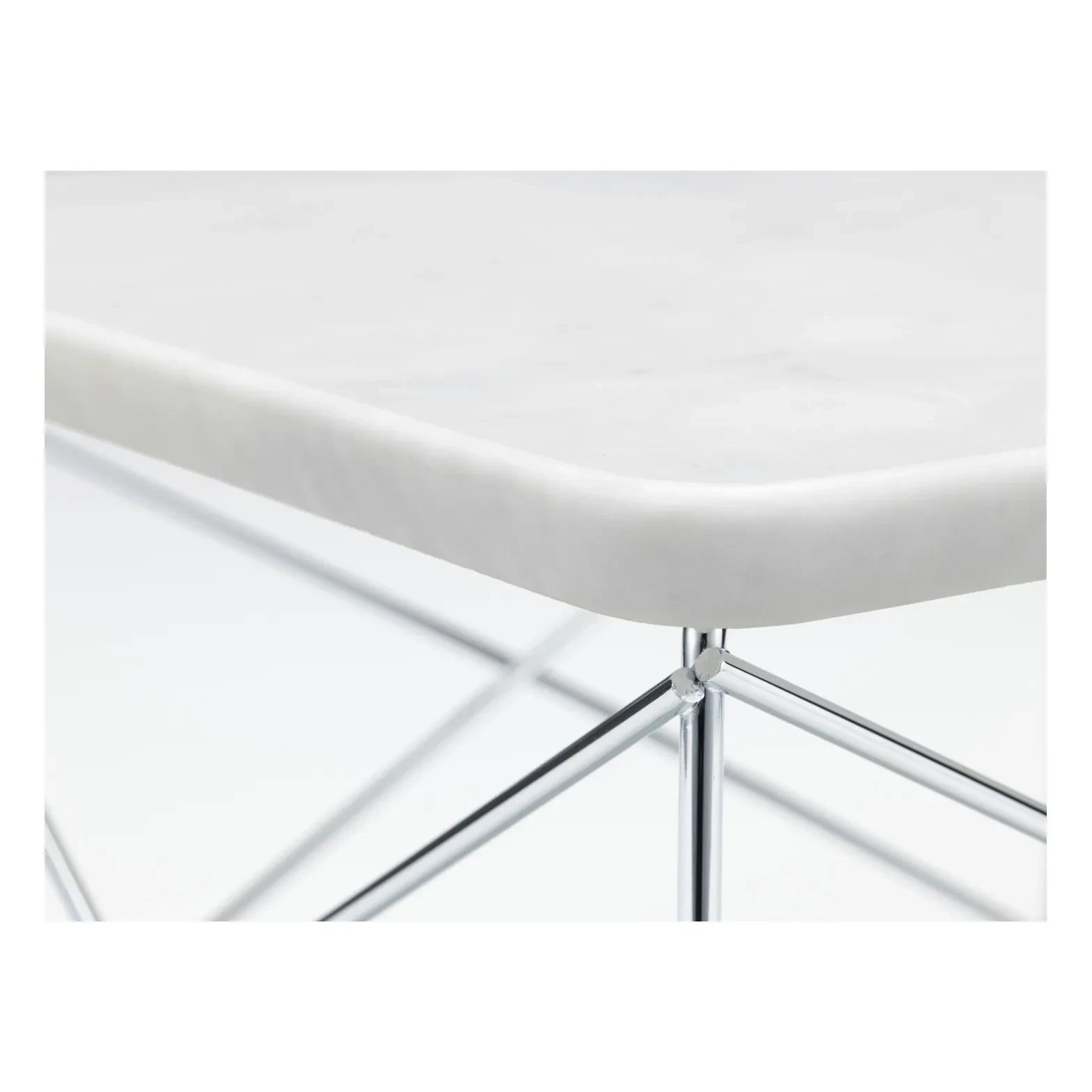 Vitra - Charles & Ray Eames Tasarım Chrome Yan Sehpa LTR | Beyaz Mermer