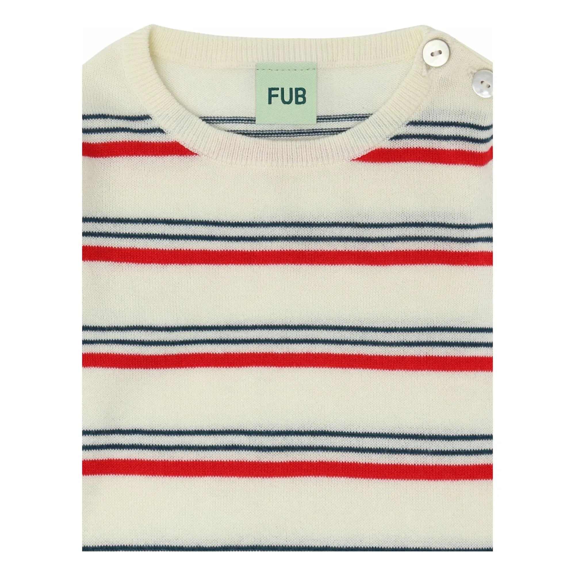 FUB - Gestreifter Bio-Baumwoll-Langarmbody | Rot